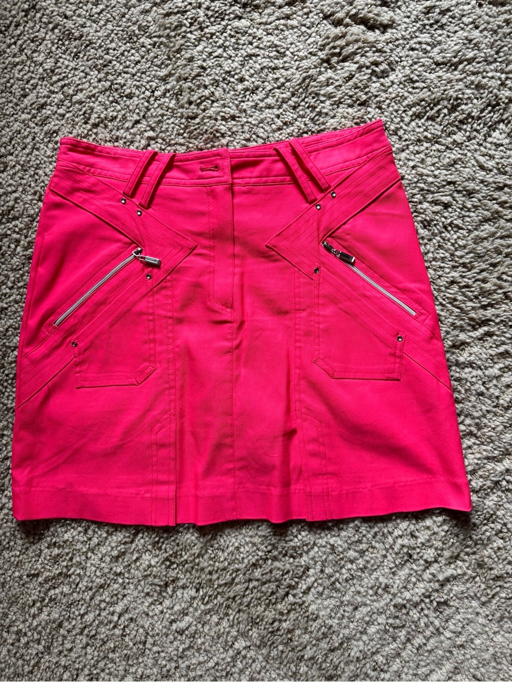 jamie sadock Vibrant Hot Pink Mini Skirt with Zip Details